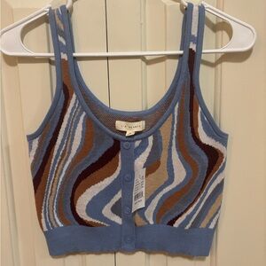 Pacsun Women's Blue and Brown Knit Crop Top